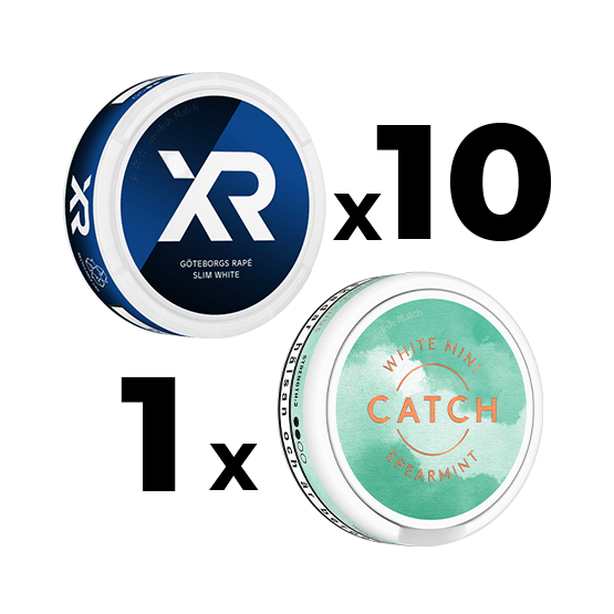 Mixpack 10 XR Göteborgs Rapé Slim White & 1 Catch White Spearmint Mini