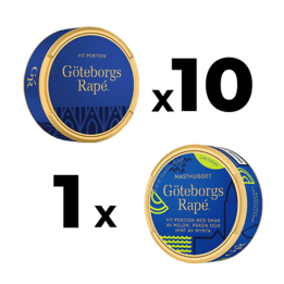 10 Göteborgs Rapé White Portionssnus + 1 Göteborgs Rapé Masthugget Mixpack