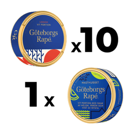 10 Göteborgs Rapé Lingon White Portionssnus + 1 Göteborgs Rapé Masthugget Mixpack